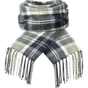 Women's Navy Gray Lattice Scarf Fashion Long Plaid Shawls Wraps Big Grid Winter
